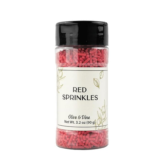 Olive & Vine Red Sprinkles, Sweet & Festive, For Baking & Decorating, Rich Tradition, Authentic Taste, For Global Recipes (3.2 Ounce)