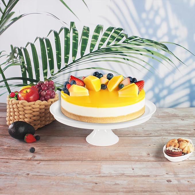 Porcelain Cake Stand, 13.7 Inch Round Dessert Stand, Cupcake Stand - Wedding and Birthday Decorative Cake Pedestal Stand - Dessert Display for Parties, Restaurants, Birthdays
