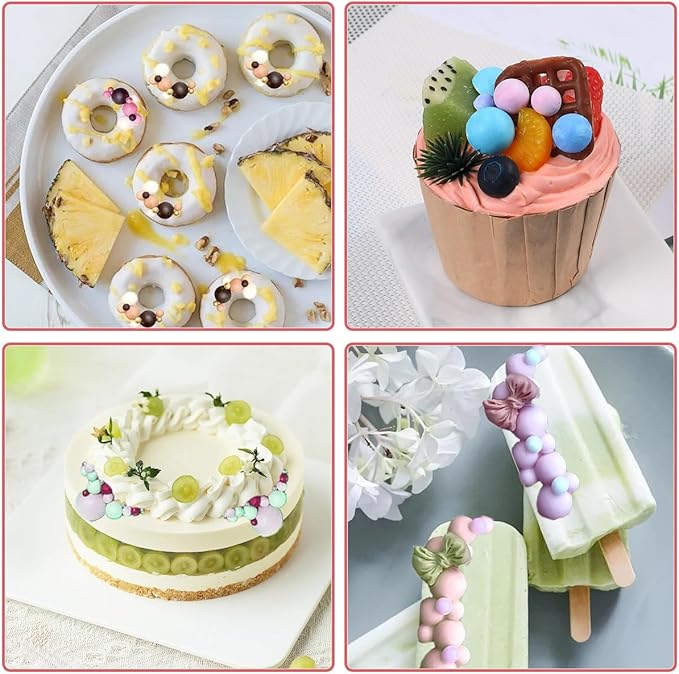 2 PCS 3D Pearl Fondant Mold Semi Sphere Ball Silicone Fondant Molds Hemispherical Shape Bubble Cake Decorating Chocolate Molds for Cake Decoration Candy Sugar Cupcake Topper Cake Pop Popsicle