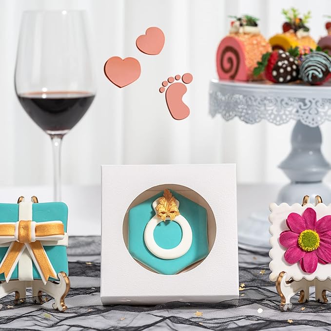 RomanticBaking 50 Pack Single Cookies Boxes 4 3/8" x 4 3/8" x 1 1/5" Bakery Boxes for Wedding Favors Party