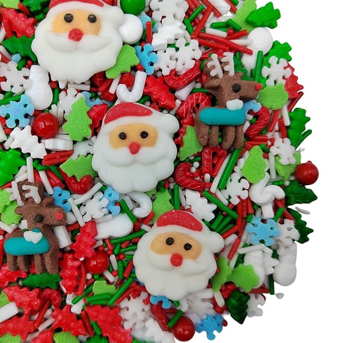 Homankit Christmas Sprinkles for Cake Decorating Edible Reindeer Santa Claus Sprinkle Mix Cake Cupcake Toppers Cookie Dessert Decorations 3.53 Ounces