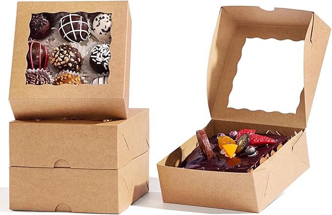 20 Pack Bakery Boxes 5x5x2 Inches Chocolate Covered Strawberries Boxes for 4 Mini Cake Boxes Cookies Macaron Boxes Pie Boxes Browines boxes