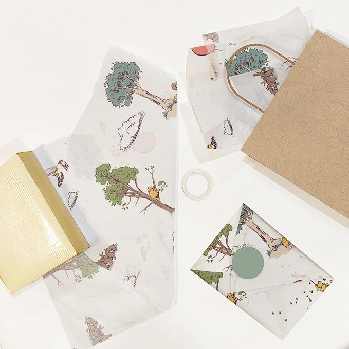 Pro Supply Global Pooh Bear Printed Tissue Paper for Gift Bags or Boxes and Wrapping - Baby Shower Bulk Decorative Art Tissue Paper for Packaging and Gifting | 24 Sheets 20" x 30"