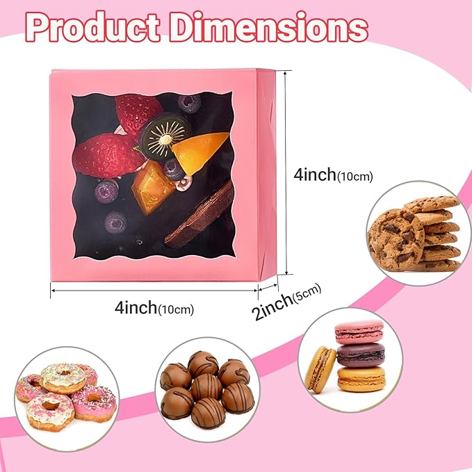 40 Pack Bakery Boxes 4x4x2 Inches Cookies Boxes Mini Bundt Cake Boxes Pie Box Cinnamon Roll Treat Boxes Chocolate Truffle Packing Party Wedding Favor