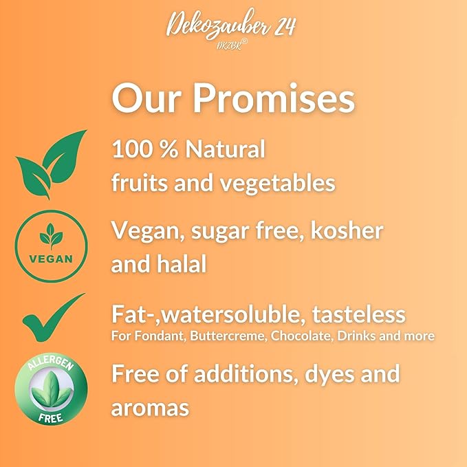 Dekozauber24 Natural orange food coloring, 0.35oz edible powder, dye free, vegan, plant based and gluten free color for baking