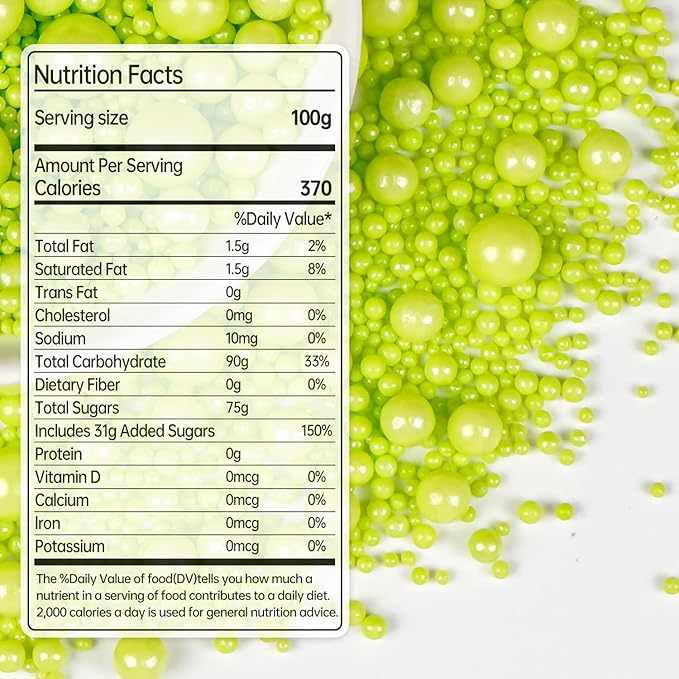 Christmas Green Pearl Sprinkles, Edible Candy Sugar Pearls, 150g/5.29oz, Mix Size, Cake Decorations & Cupcake Toppers, Wedding Party, Easter Supplies, Foodgrade Decoration