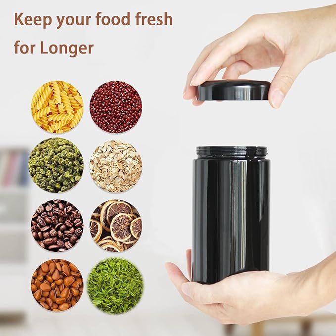 Black Glass Airtight Storage Container Jar 500ml 1 OZ with UV Protection for Spice Coffee
