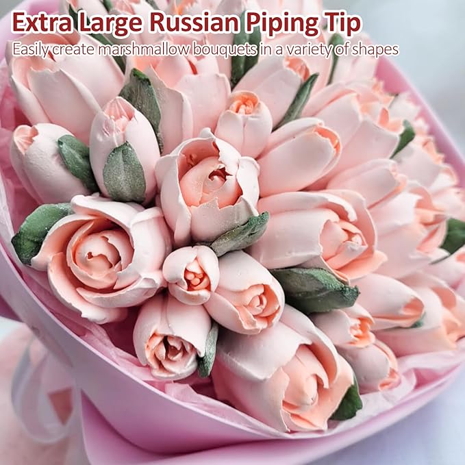 Extra Large Russian Piping Tips for Marshmallows Stainless Steel Flower Frosting Nozzles many styles Cake Decorating Baking tool for Buttercream, Cupcakes Cookies(SL88)