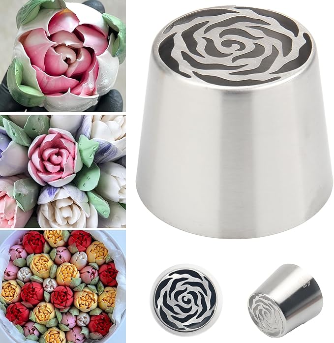 Extra Large Russian Piping Tips for Marshmallows Stainless Steel Flower Frosting Nozzles many styles Cake Decorating Baking tool for Buttercream, Cupcakes Cookies(SL48)