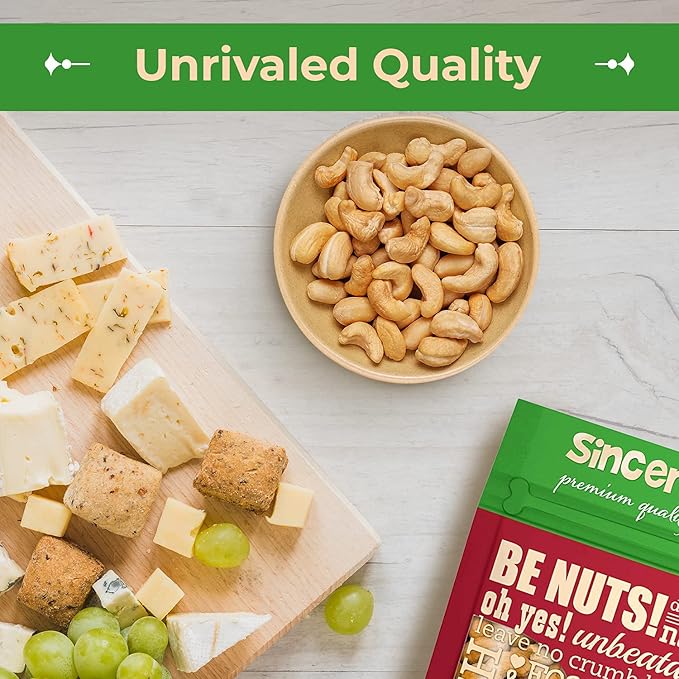 Sincerely Nuts – Whole Cashews - Roasted and Unsalted | High in Protein Everyday Healthy Snack - Rich in Nutrients |Vegan, Keto & Kosher | Gourmet Quality Vegan Cashew - 3 (LB). Bag