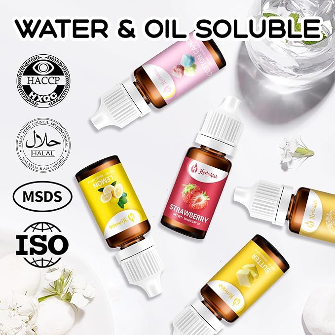 Food Flavoring Oil - Candy Flavoring for Candy Making 5 x 0.35 Fl Oz Concentrated Extracts and Flavorings for Baking, Lip Gloss, Cakes, Desserts