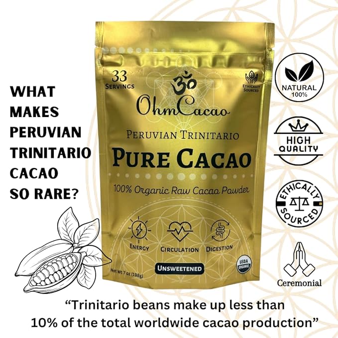 OhmCacao Duo: Organic Pure Cacao Powder & Organic Mushroom Cacao Powder