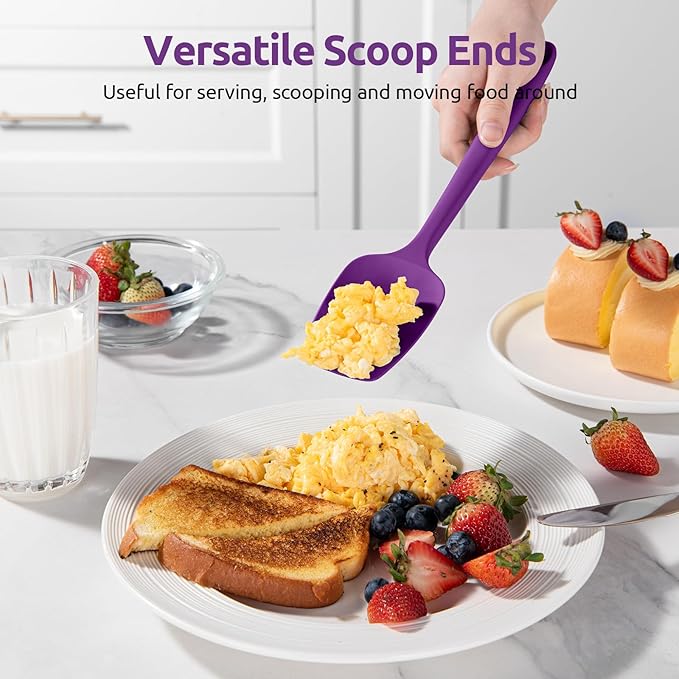 High Heat Resistant Silicone Spatulas: U-Taste 480ºF Hot Proof Food Grade Flexible Silicon Baking Scraper, Food Grade Rubber Kitchen Cooking Mixing Utensils for Nonstick Cookware Set of 4 (Purple)