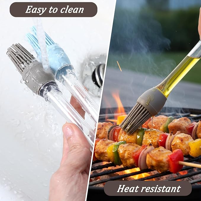 4Pcs Basting Brush for Cooking, Silicone Heat Resistant Pastry Brushes Food Brushes Spread Oil Butter Sauce Food Applicator for BBQ Grill Baking Kitchen Cooking Dishwasher Safe
