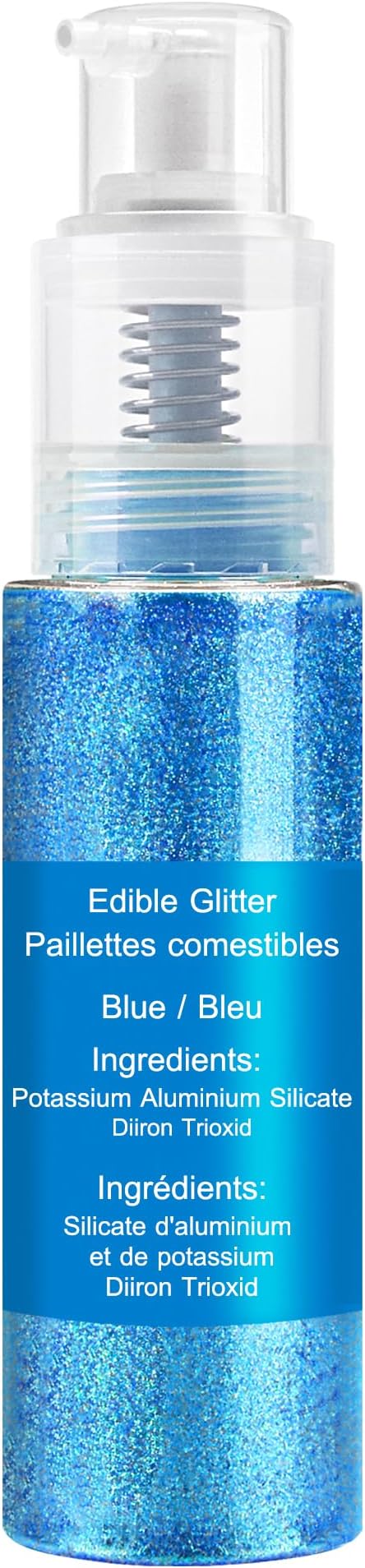 Edible Glitter Spray - 22g Edible Luster Dust Metallic Food Grade Glitter for Drinks, Cake Decorating, Baking - Edible Food Coloring Powder Shimmer Glitter for Cocktail, Icing, Candy (Blue)