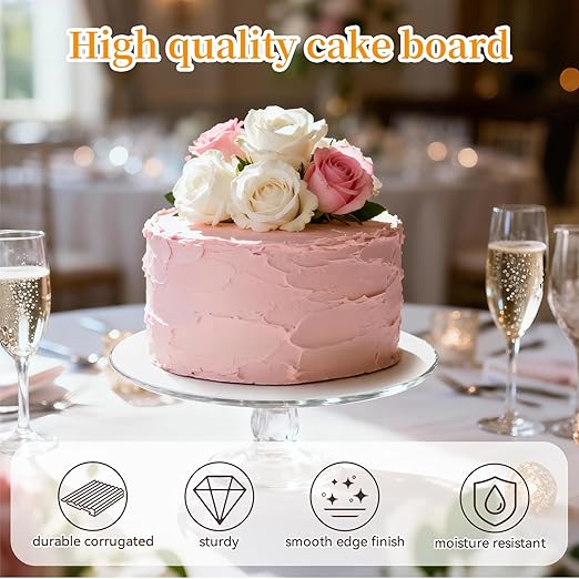 Cake Base Boards 12 Inch Rounds, 1/4" Thick Cake Rounds for Heavy Tiered Cakes, Cardboard Round Stand to Decorate and Transport Cakes (12)