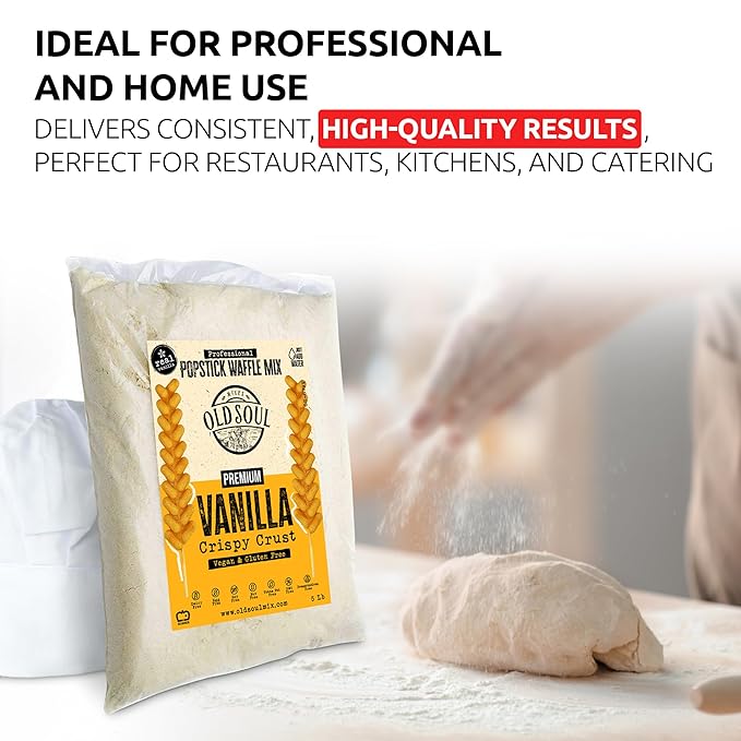 OldSoul Professional Popstick Waffle Mix | Stick Waffles Dough Mix | 10 Lbs | Vanilla Flavor | 224 Waffles (10 Lbs, Gluten Free & Vegan)