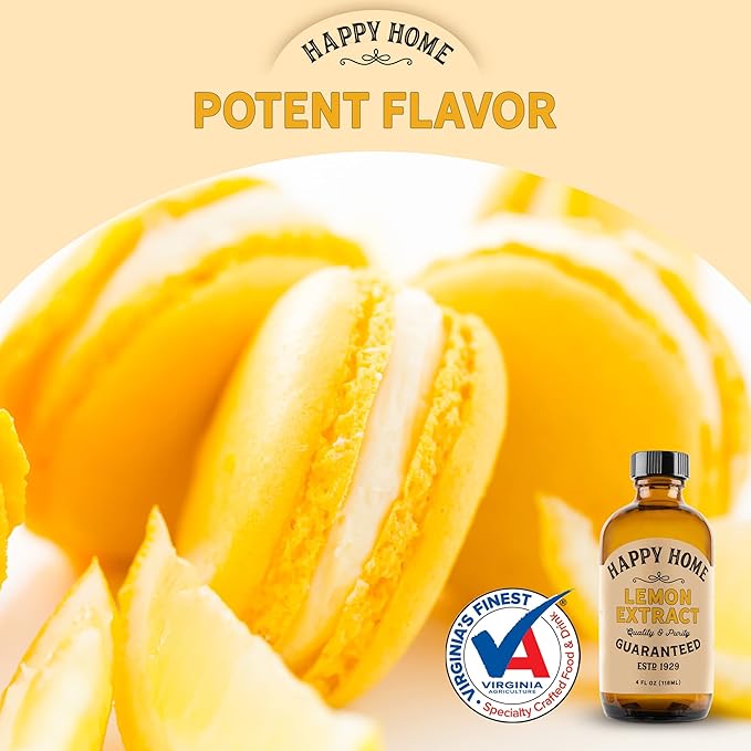 Happy Home Pure Lemon Extract- Certified Kosher, 4 oz.