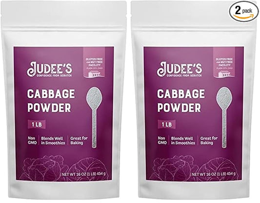 Judee’s Cabbage Powder 1 lb - 100% Non-GMO, Gluten-Free, and Nut-Free - Rich in Nutrients - Great for Baking and Seasoning - Blends Well in Smoothies and Shakes (Pack of 2)