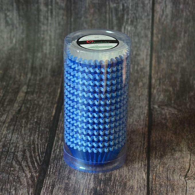 Mini Blue Foil Cupcake Liners Muffin Baking Cups for Party and More, 300-Count