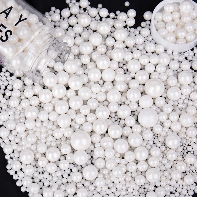 Sprinkles for Cake Decorating, 4.6oz Pearl White Sprinkles for Ice Cream, Cupcake, Baking, Cookies, Cake Toppings