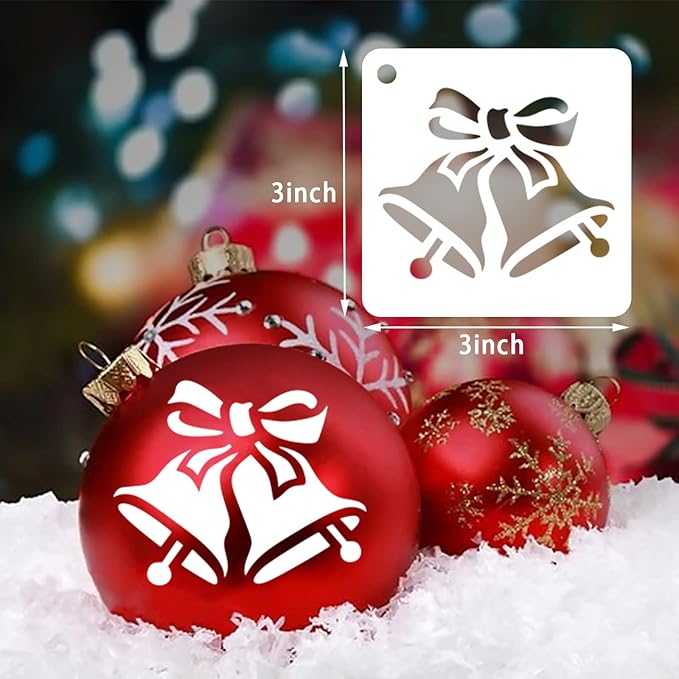 Augshy 56 Pack Christmas Dot Painting Templates Stencils DIY Christmas Pattern Stencils for Scrapbooking Drawing Wall Floor Decor DIY Rock Painting Art Projects (3inch)