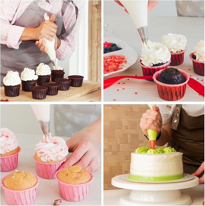 100Pcs 24 Inch Extra Large Piping Bags Disposable, Thickened Disposable Clear Plastic Icing Piping Bags, Food Grade Cake Decorating Bags for Dessert, Pastry, Cookies, Cupcake Decorating