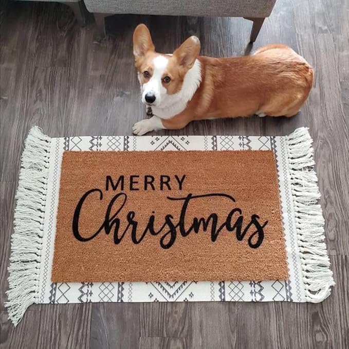 Christmas Stencils for Door Mats 27"x16" Christmas Doormat Stencils for Crafts Reusable Holiday Stencil for Painting on Wood Fabrics Door Mat Window Glass Decor