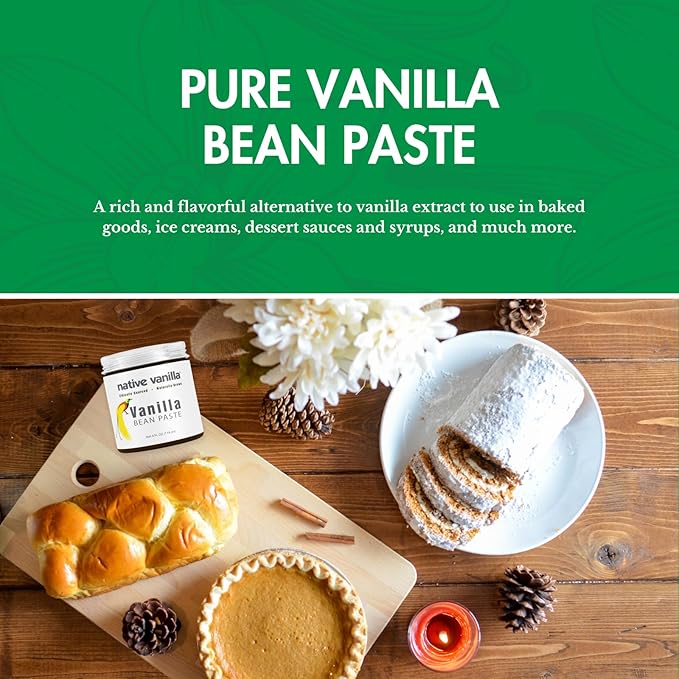Vanilla Bean Paste - Native Vanilla - All Natural Pure Vanilla Bean Paste - Made with Organic Agave Syrup - For Cooking, Baking & Desserts - 100% Vegan & Kosher - Non-GMO & Gluten-Free - 32 oz