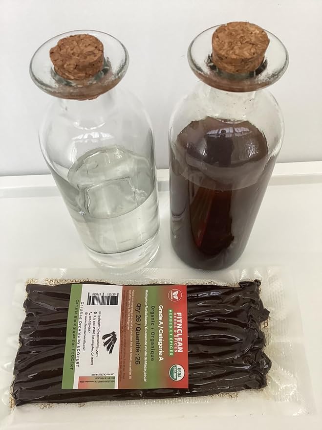 26 Organic Madagascar Vanilla Beans Grade A. Certified USDA Organic. Fresh by FITNCLEAN VANILLA for Extract, Cooking, Brewing, Baking. Bulk Bourbon NON-GMO Whole Gourmet Pods