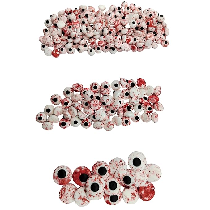 Halloween Sprinkles Edible Candy Eyeballs for Cake Decorating, Three Sizes Bloody Candy Eyes Sprinkles for Cupcakes Cake Toppers Cookies Baking Decoratings