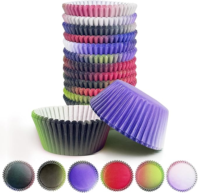 qiqee 300-Count Cupcake Liners Standard Cupcake Cups 6 Design Black Pink Cupcake Papers Baking Cups Cupcake Wrappers (Standard Size)