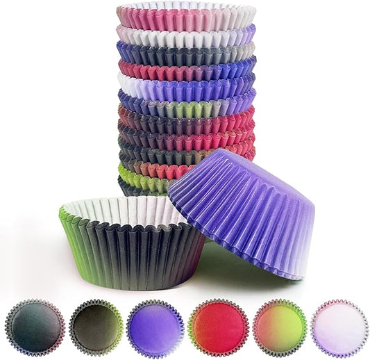 qiqee 300-Count Cupcake Liners Standard Cupcake Cups 6 Design Black Pink Cupcake Papers Baking Cups Cupcake Wrappers (Standard Size)