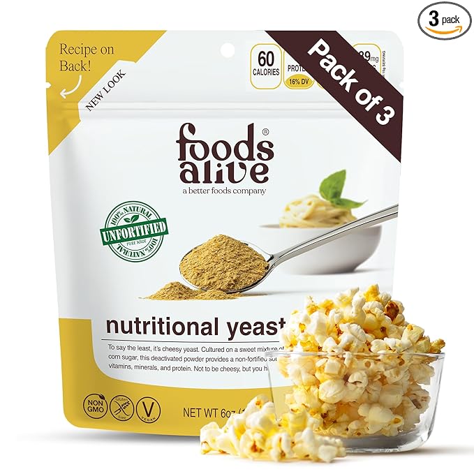 Foods Alive | Non-Fortified Nutritional Yeast Flakes | 6 oz (3-Pack)