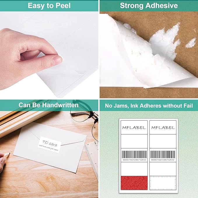 MFLABEL 2x4 Shipping Labels - 500 Adhesive Address Labels for Laser/Inkjet Printer, 50 Sheets FBA Labels, 10-UP Matte White Stickers for Packages, Mail, FBA & Shipping Boxes