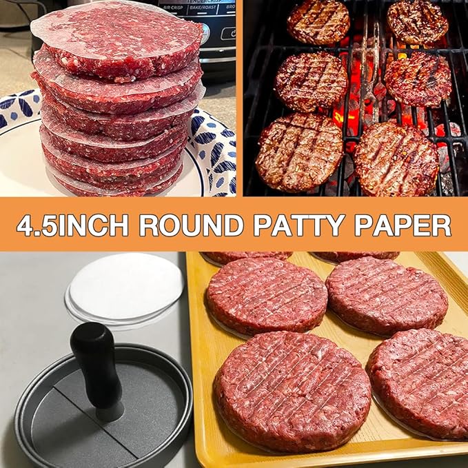 300 Pcs 4.5 Inch Hamburger Patty Paper, Round Burger Paper Sheets, Burger Parchment Papers for Separating Burger Patties