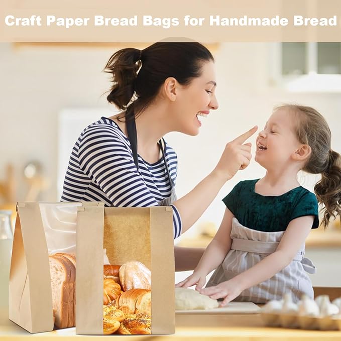 30 Pack Bread Bags for Homemade Bread Sourdough Bread Bags with Tin Strip Large Bakery Bags with Window Paper Bread bags