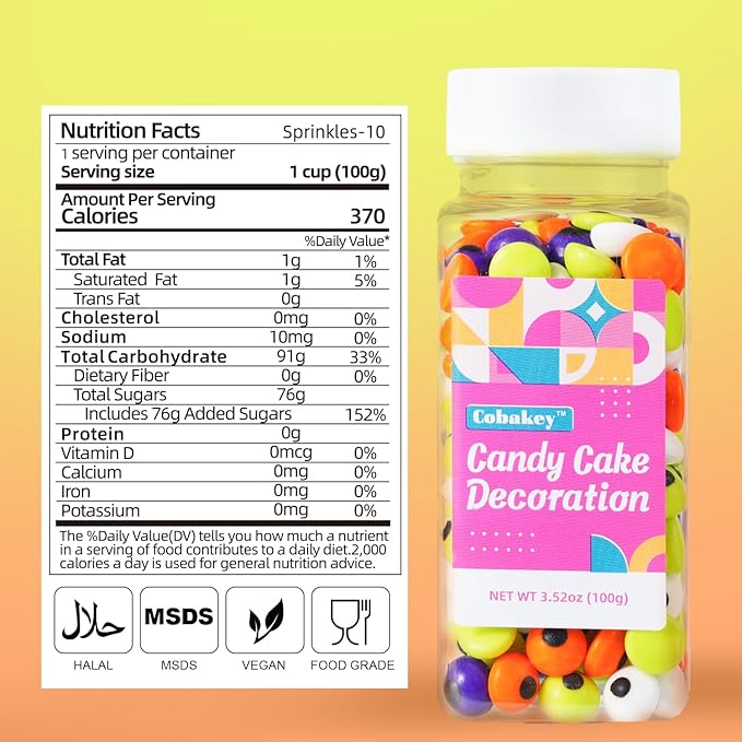 Candy Eyeballs Sprinkles for Cake Decorating Cupcake, Cookies, Ice Cream Topper Cake Sprinkles Baking, Perfect For halloween Party, Christmas, New Year’S Eve (Green Purple Orange Eyeball)
