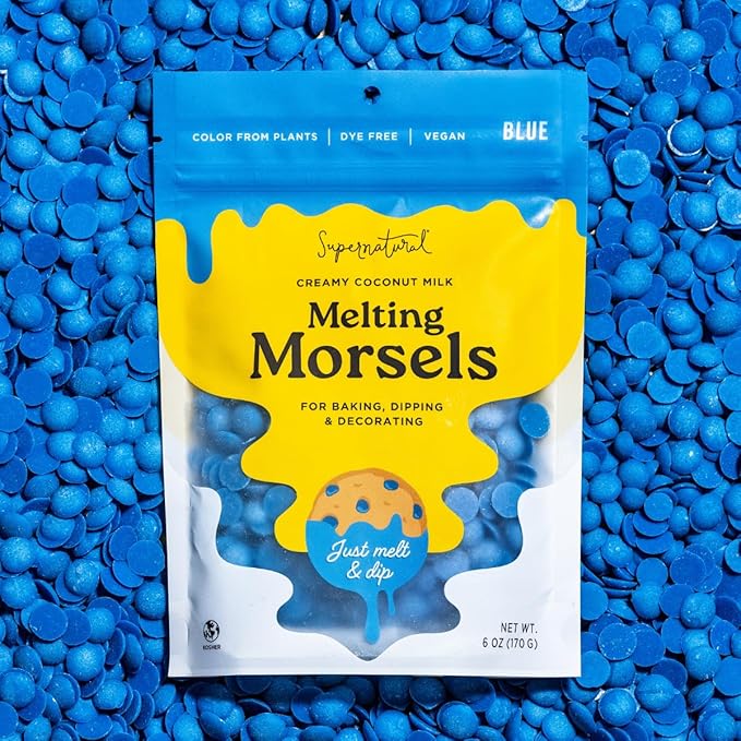 Supernatural Dye-Free Melting Morsels - Vegan, Organic, Kosher, Plant-Based, No Artificial Colors, Blue, 6oz - Perfect for Baking & Decorating