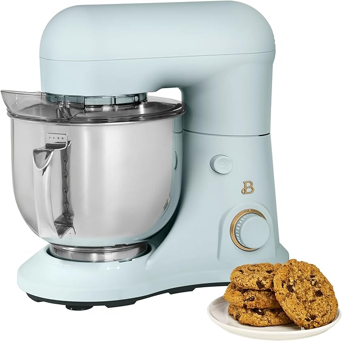 Beautiful 5.3 QT Stand Mixer w/Tilt-Head Design, Stainless Bowl, 300-Watt Power, 12-Speed Control, Includes Beater, Dough Hook, Whisk, Splash Shield (Hydrangea)