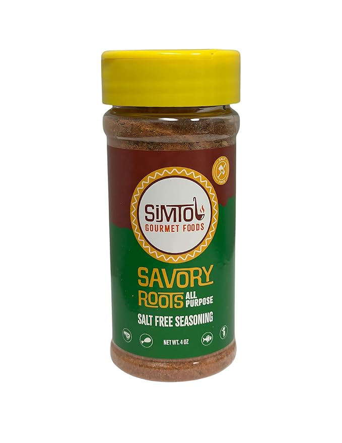 Simtol Foods Savory Roots All Purpose Salt Free Seasoning – Premium Sodium-Free Seasoning Blend for Meat, Veggies, Soups & More – Bold Flavor with No Salt – All Natural, MSG-Free, Non-GMO, 5 oz