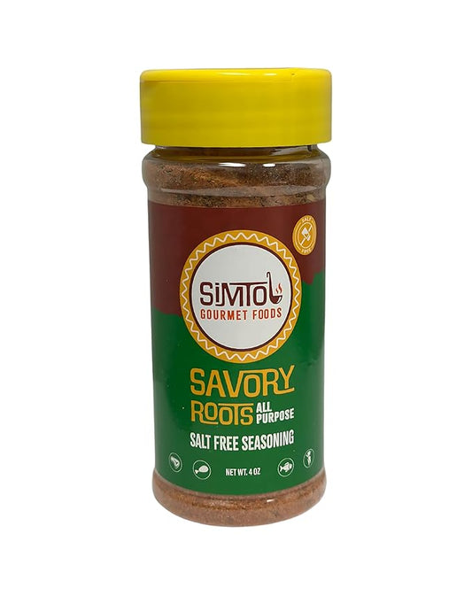 Simtol Foods Savory Roots All Purpose Salt Free Seasoning – Premium Sodium-Free Seasoning Blend for Meat, Veggies, Soups & More – Bold Flavor with No Salt – All Natural, MSG-Free, Non-GMO, 5 oz