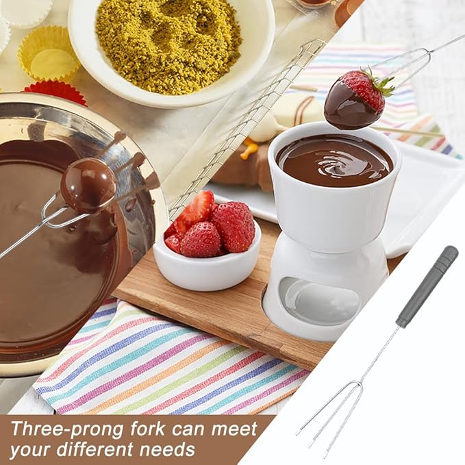 Chocolate Dipping Tool Set,2Pcs Drawing Decorating Spoon + 3Pcs Candy Dipping Tools,Stainless Steel Art Pencil Spoons Plated Decoration Spoons Set,for Decor Plates Cake Coffee