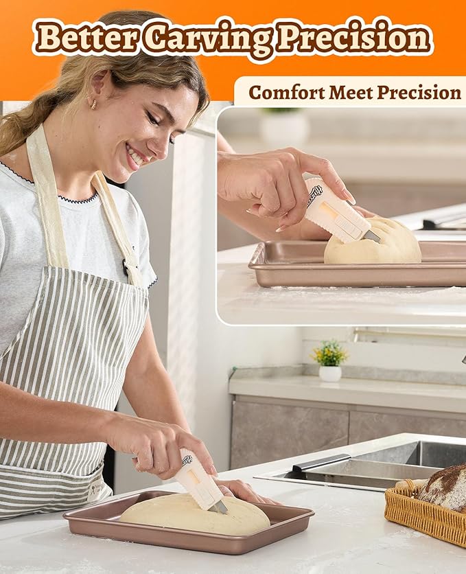 Bread Lame with 5 Blades - Extractable & Magnetic Sourdough Bread Scoring Tool with Ergonomic Handle - Dough Cutter for Artisan Baking, Pizza Dough, Pastries | Must-Have Baking Supplies
