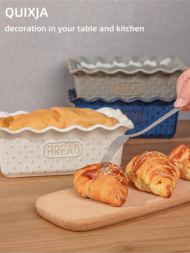 Ceramic Loaf Pan for Baking Bread, 9 x 5 Inch, Nonstick Bread Pans for Cooking, Microwave & Dishwasher Safe, Rectangular Mold (Vintage White)
