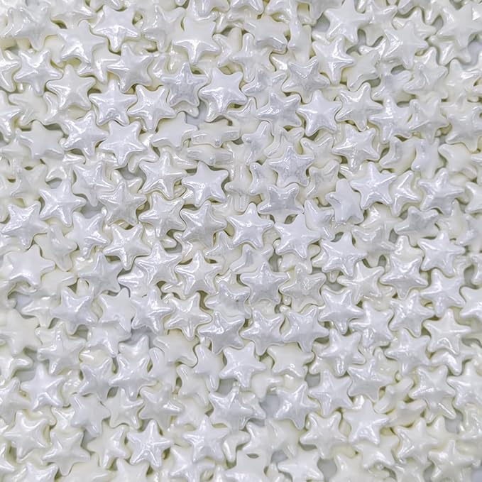 10mm White Sprinkles Edible Stars Cake Decorating Stars Cake Decorations Cupcake Toppers Cookie Decorating Perfect for Cakes,Cupcakes,Desserts Toppings 3OZ