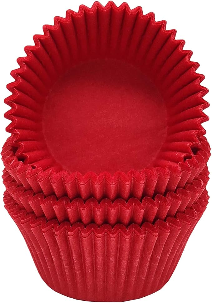Premium Red Greaseproof Cupcake Liners Muffin Paper Baking Cups Standard Size, 100-Count
