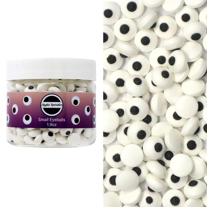 Mystic Sprinkles Halloween Candy Shape Sprinkles (Small Eyeballs, 2oz Jars)