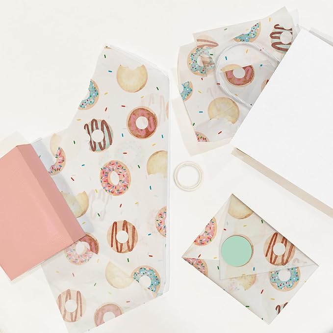Donuts Printed Tissue Paper for Gift Bags or Boxes and Wrapping - Party Bulk Decorative Art Tissue Paper for Packaging and Gifting | 24 Sheets 20" x 30"