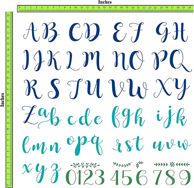 CrafTreat Reusable 24 Pcs Calligraphy Stencils (7x4.5 Inch Each), Cursive Stencil Letters, DIY Reusable Stencils for Crafts, Clothes, Cakes, Spray Painting, Furniture, Decoration, and Walls